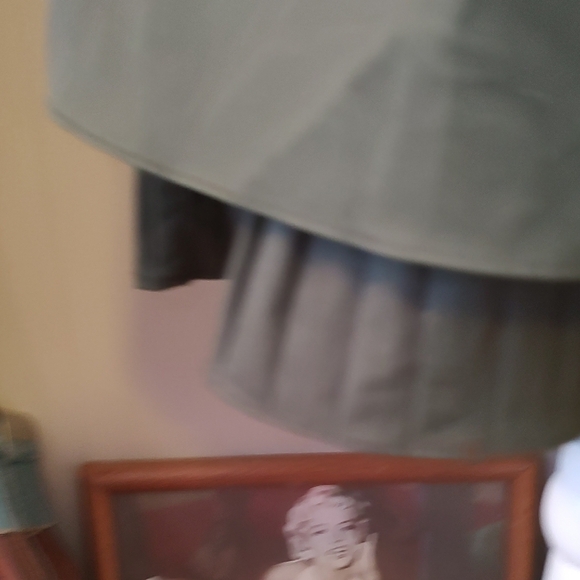 Olive Green Cotton Dress with Floral Detail Medium - Picture 5 of 16